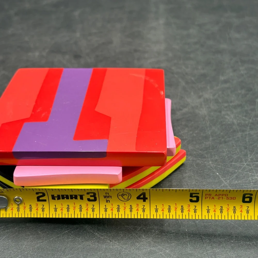 Pop Art Geometric Coasters Set of 4 Multi Color High Gloss Modern Home Decor